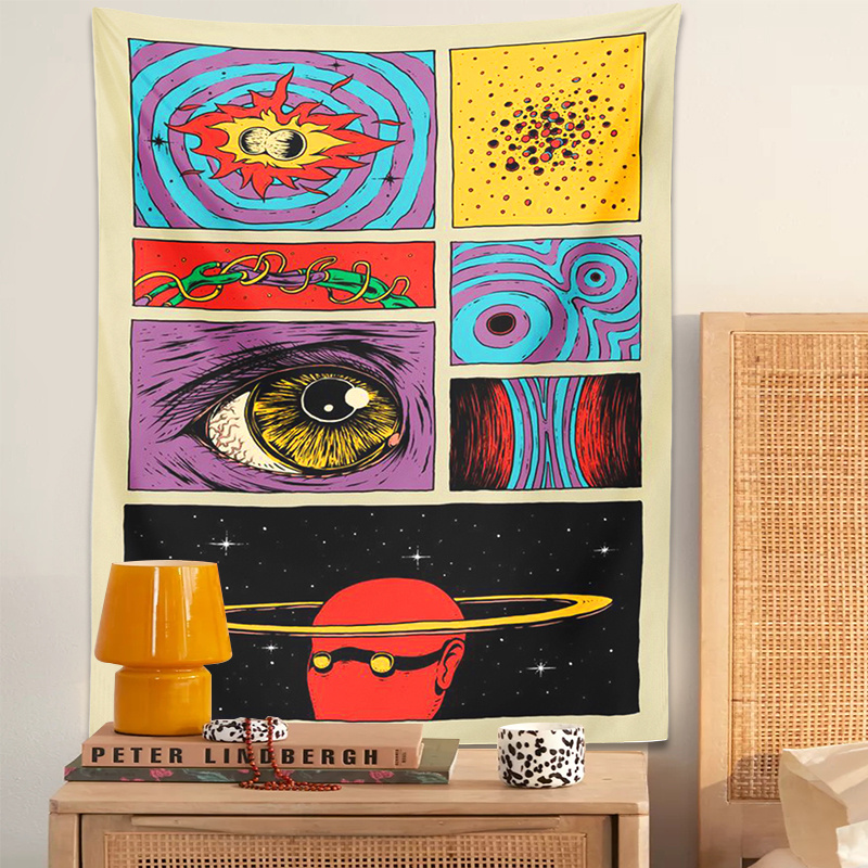 Retro Gaming Universe - VIKAMA Tapisserie murale d'art psychédélique style