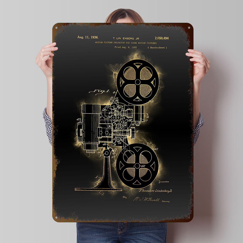 Retro Gaming And Projector - Affiches en fer blanc brevetées pour