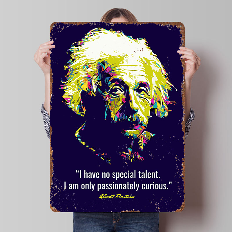 Retro Gaming Quotes - Affiches métalliques Albert Einstein, art mural