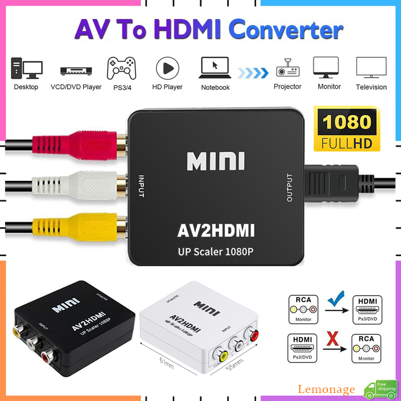 Retro Gaming And Projector - Convertisseur AV RCA vers HDMI 1080P