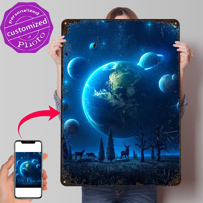 Retro Gaming Universe - Plaque murale en métal vintage personnalisée